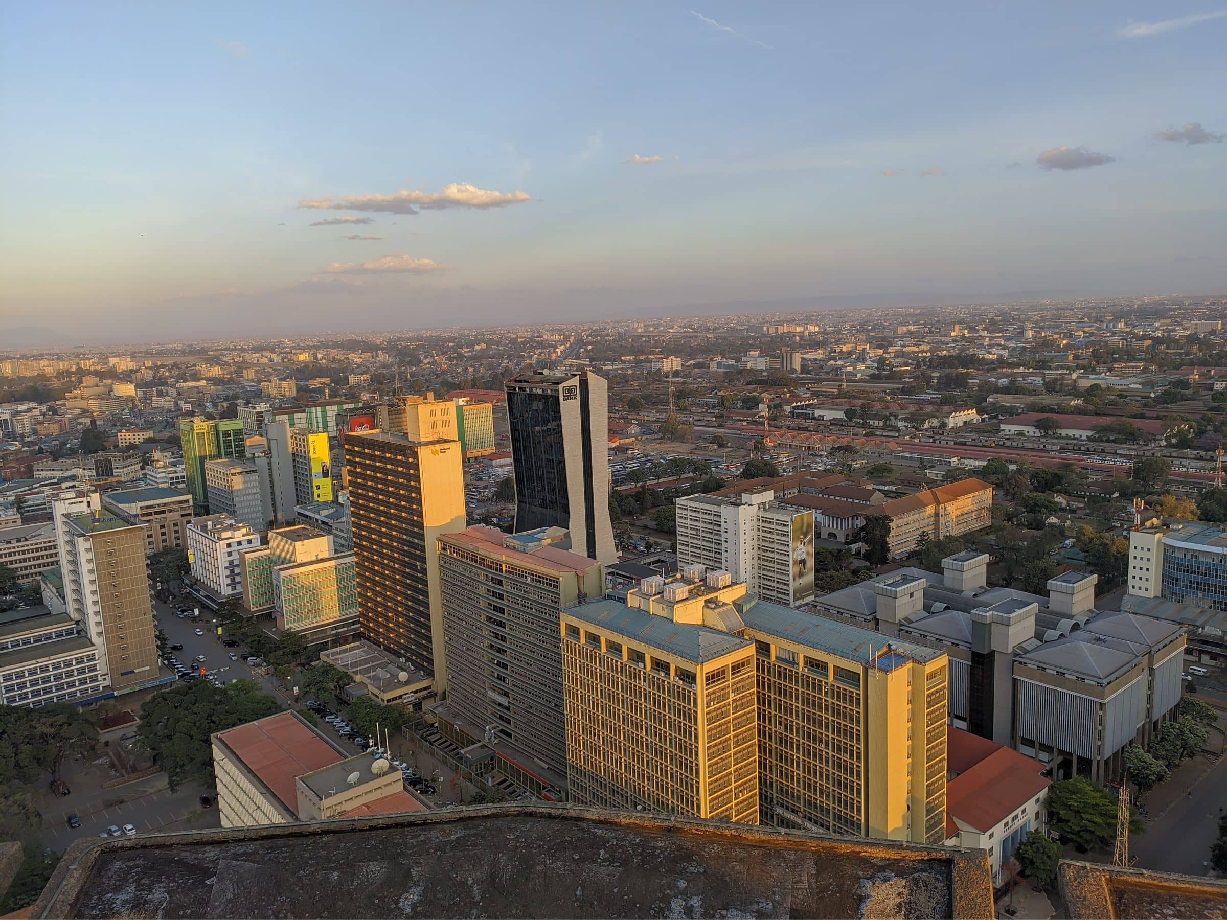 Nairobi from the KICC rooftop at golden hour